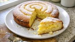 Torta Nua Girella: a soft lemon cake with a pastry cream spiral baked right on top