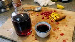 Homemade Pomegranate Liqueur with Lemon and Warm Spices (Perfect for Gifting)
