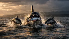 Drones reveal orcas and dolphins teaming up to hunt Chinook salmon